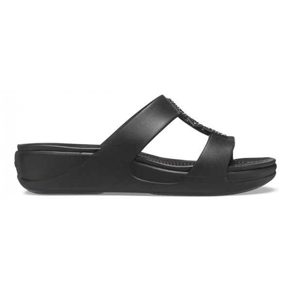 Crocs Shoes Woman Sandals Black Monterey Shimmer Slip 207143